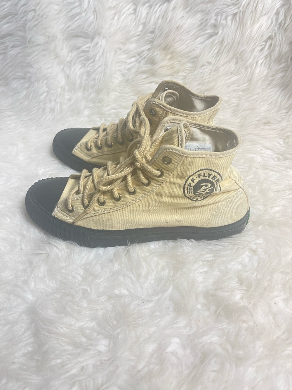 Unisex PF Flyers Hi-Top sneakers sand canvas contrast rubber toe & soles M SZ9